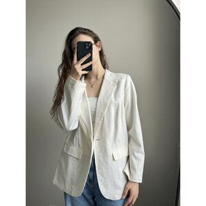 Studio Works Off-White Blazer – Striped Liner Tailored Classic Jacket